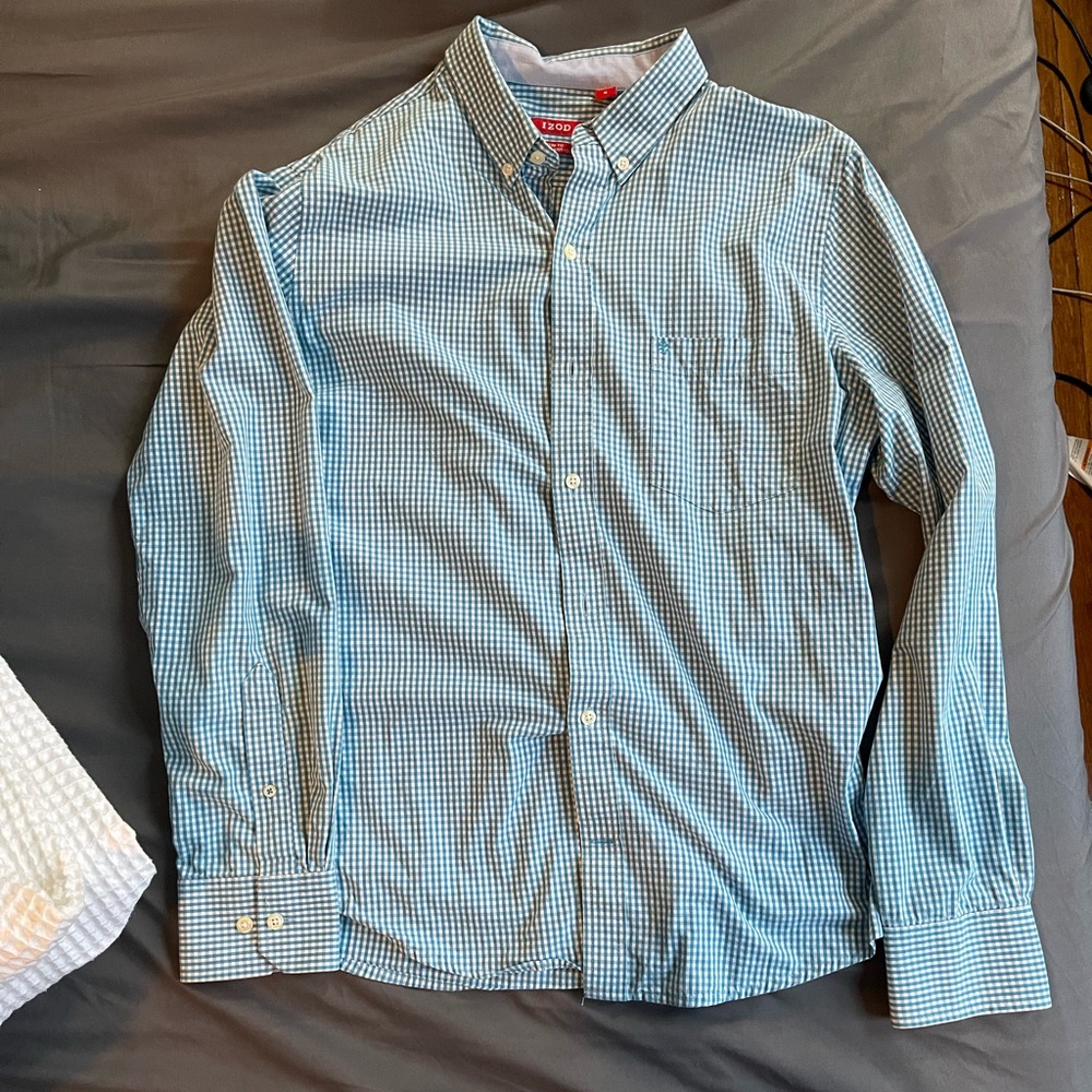 Izod Light Blue Gingham Men's Shirt